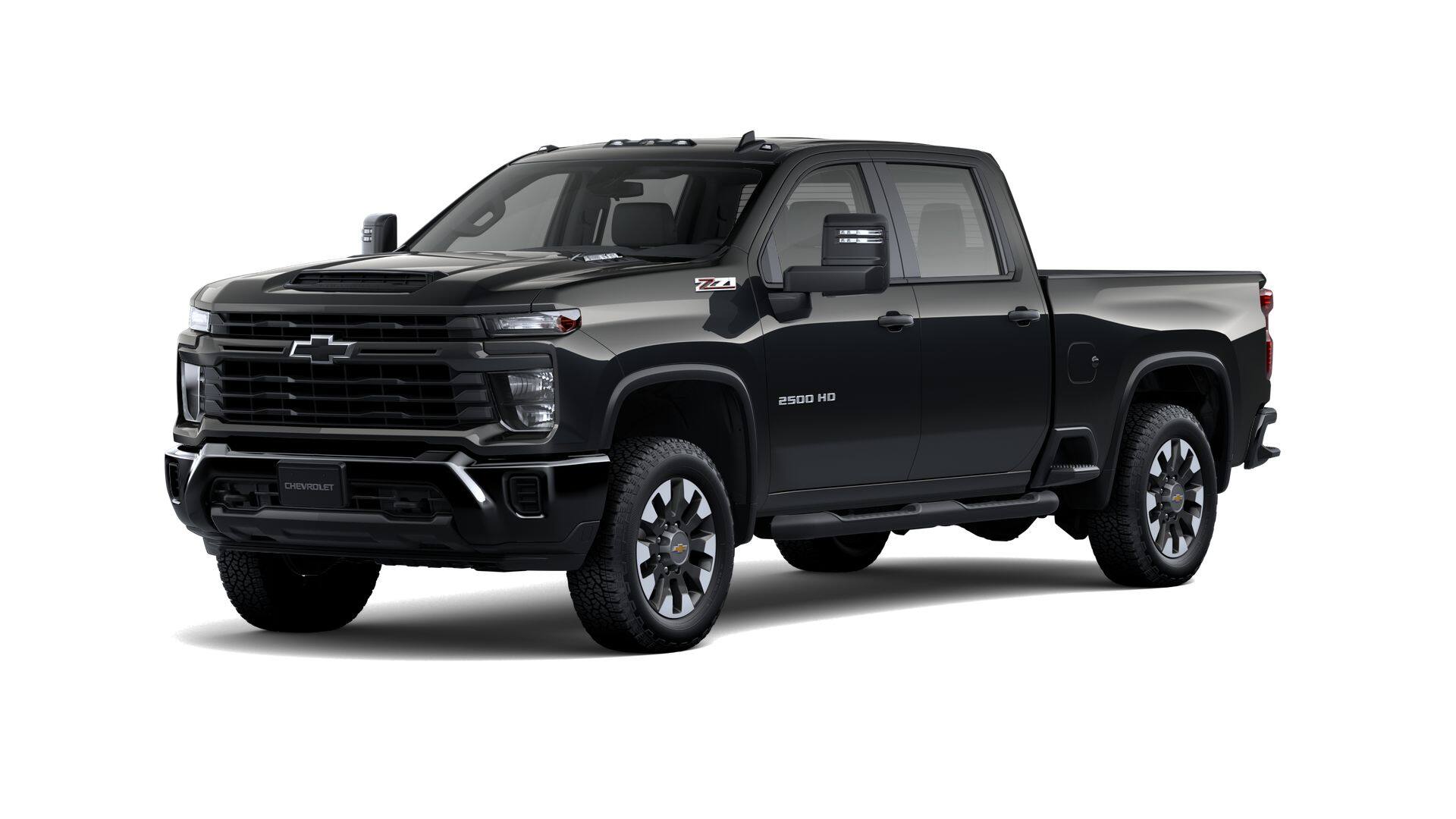 2026 Chevrolet Silverado 2500 HD Custom in Black — front three-quarter view