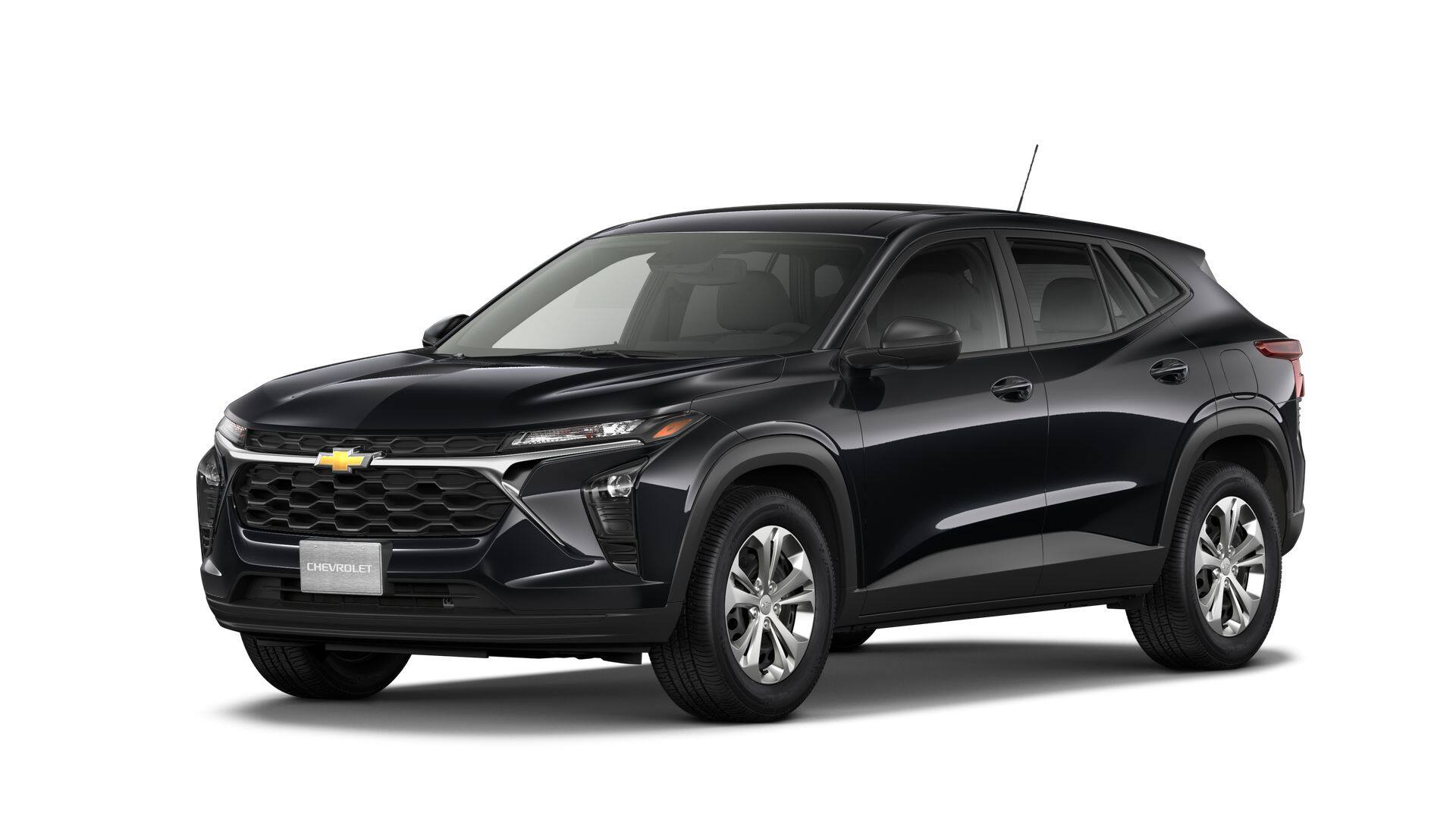 2026 Chevrolet Trax LS in Mosaic Black Metallic — front three-quarter view